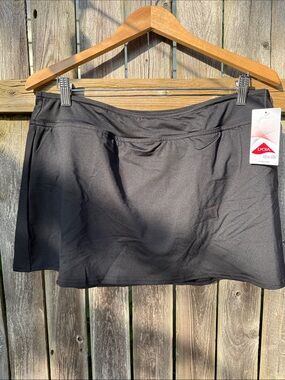 Lands’ End Black Swim Skirt Size 16 Built-In Brief NWT LYCRA Xtra Life